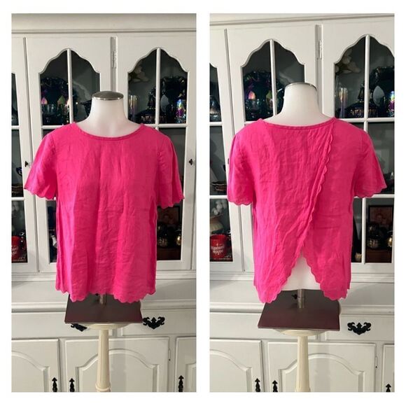 J. Crew  Pink Linen Crossover Back  Sz 0 - Picture 1 of 9